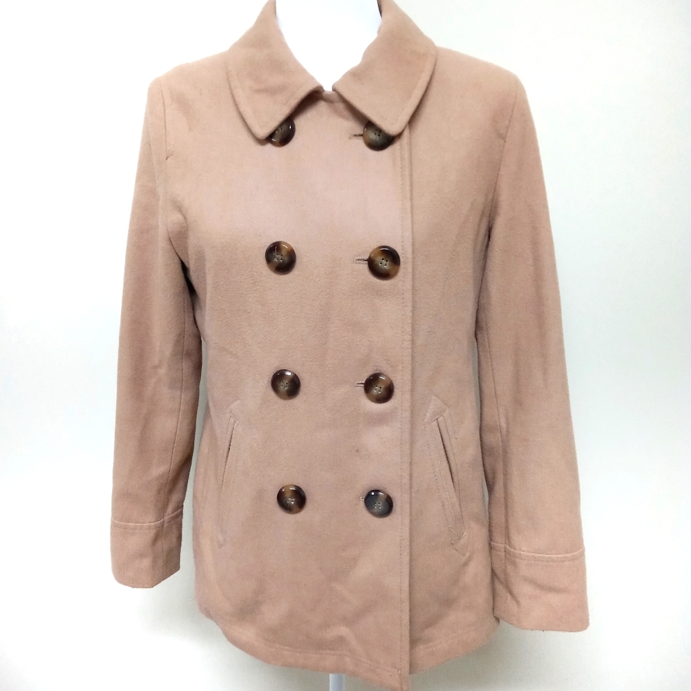 Old Navy Wool Coat Button Up Tan Camel brown